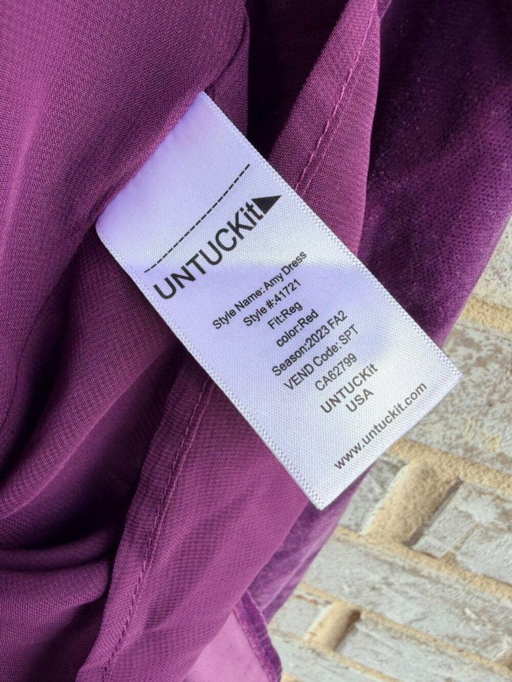 UNTUCKit Long Sleeve V-Neck Faux Wrap Belted Purple Velour Dress Women's Size M - Picture 4 of 11
